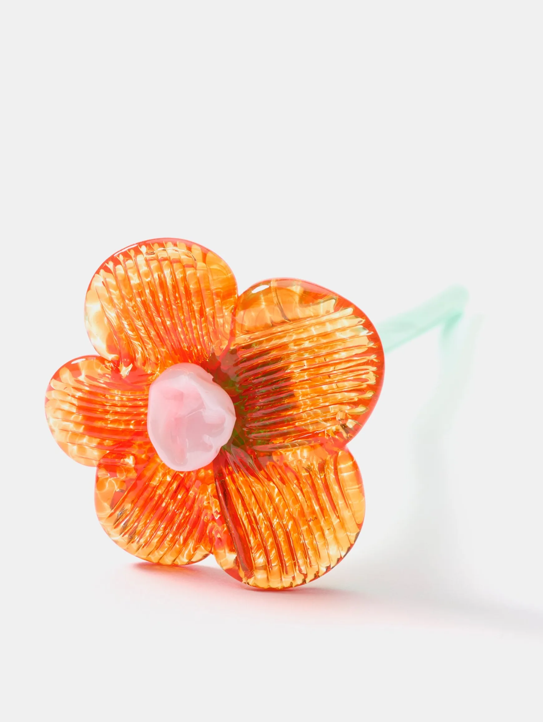 MOUTHBLOWN CRYSTAL FLOWER ORANGE